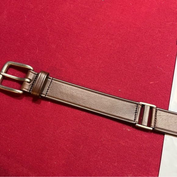 BROWN Argentina Leather Belt size 42 Sectioned, Silver Square Buckle 40-44” art - Picture 16 of 16